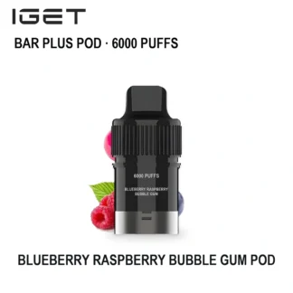 Blueberry Raspberry Bubble Gum IGET Bar Plus Pod 6000 6,000 Puffs