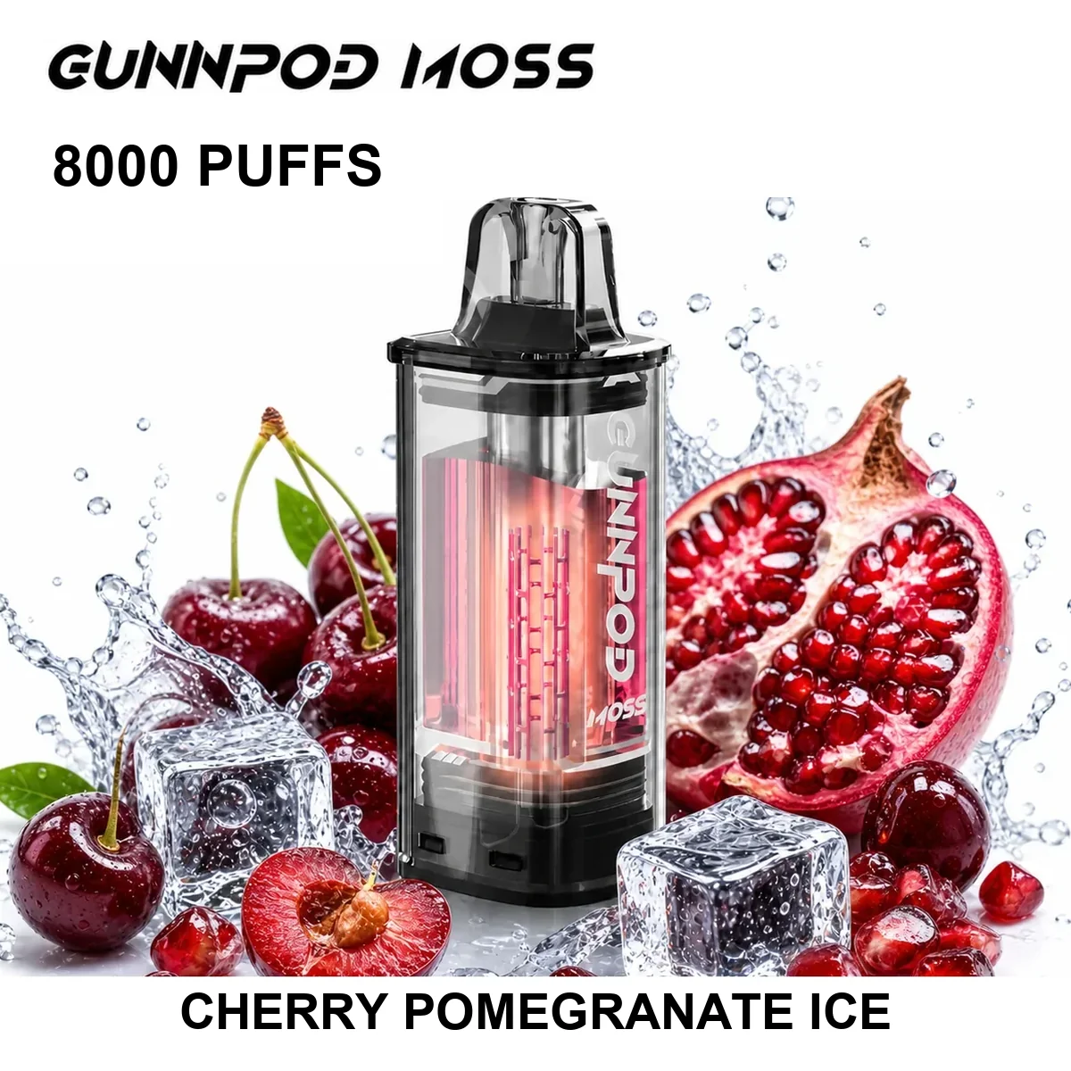 Cherry Pomegranate Ice GUNNPOD Moss Pod 8000 8,000 Puffs