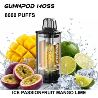 Ice Passion Fruit Mango Lime GUNNPOD Moss Pod 8000 8,000 Puffs