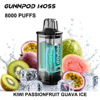 Kiwi Passion Fruit Guava Ice GUNNPOD Moss Pod 8000 8,000 Puffs