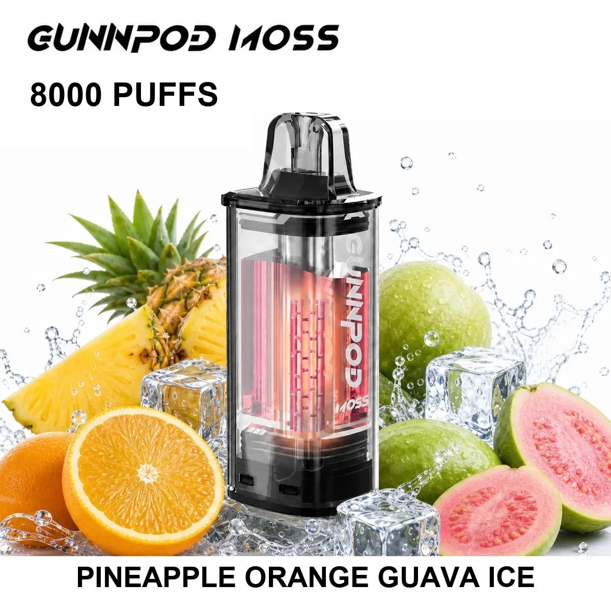 Pineapple Orange Guava Ice GUNNPOD Moss Pod 8000 8,000 Puffs