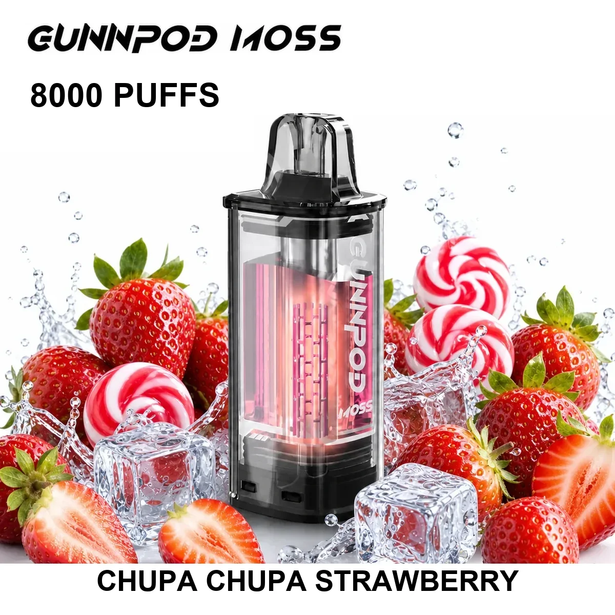 Chupa Chups Strawberry GUNNPOD Moss Pod 8000 8,000 Puffs