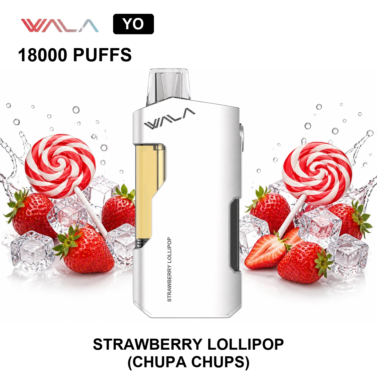 Strawberry Lollipop (Chupa Chups) WALA YO 18000 18,000 Puffs